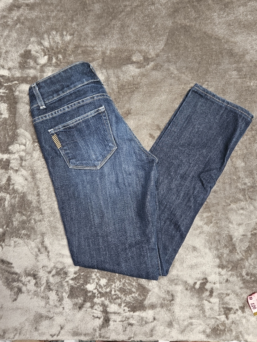 Paige Hidden Hills Low Rise Premium Denim Straight Leg Dark Wash Blue Jeans 27